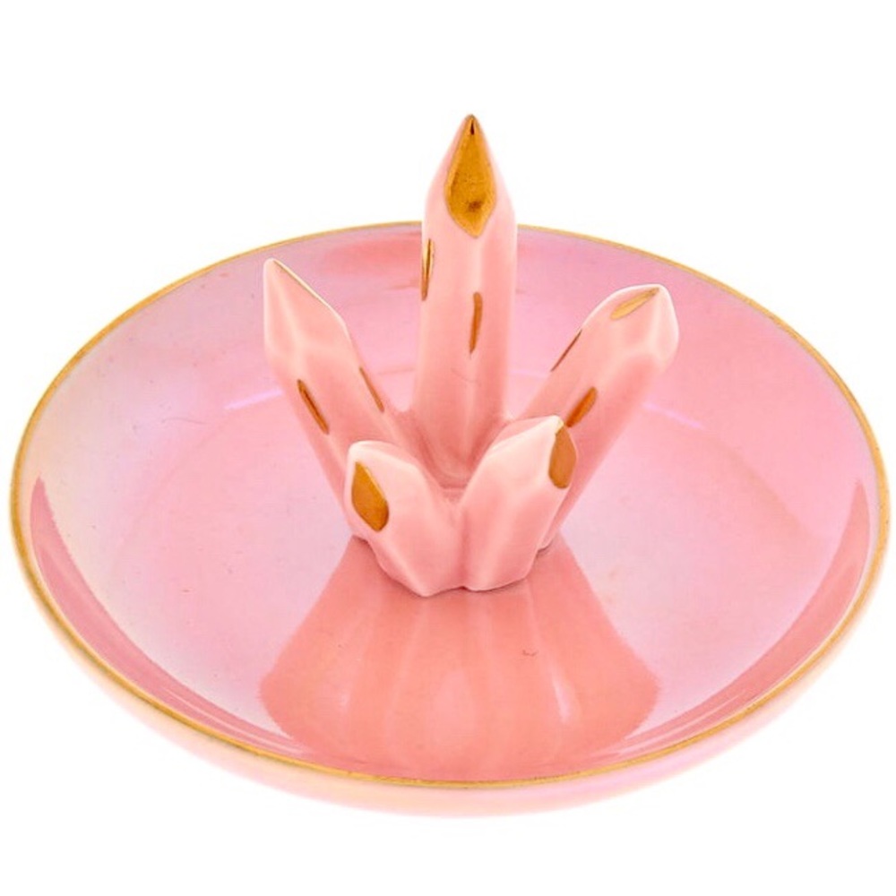 Stalagmite Ring Dish: Ceramic, Pink, Gold, Rose